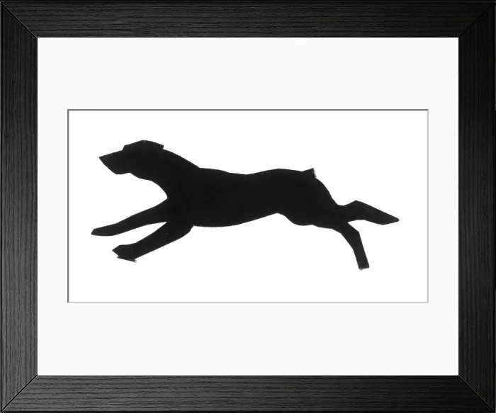 Framed Print : Silhouette of a running dog Framed Print : Silhouette of a running dog