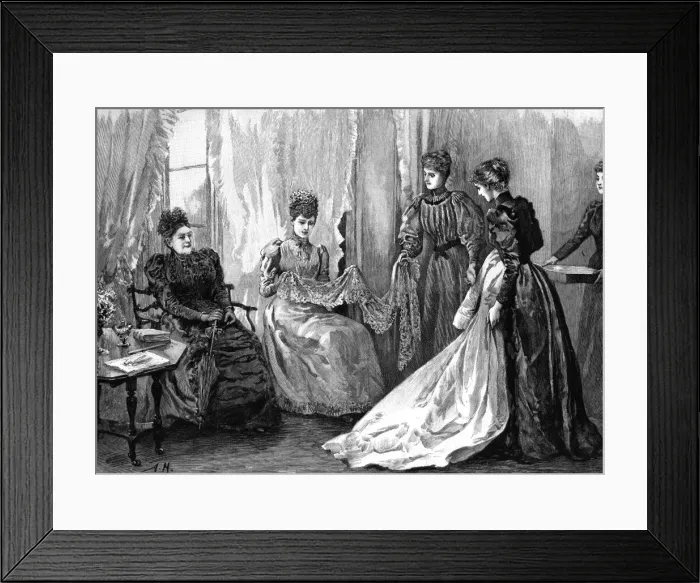 Framed Print : Royal wedding 1893 - buying trousseau materials Framed Print : Royal wedding 1893 - buying trousseau materials