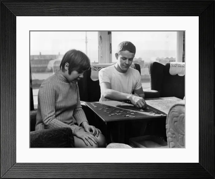 Framed Print : Colleagues with jigsaw, Convalescent Police Seaside Home Framed Print : Colleagues with jigsaw, Convalescent Police Seaside Home