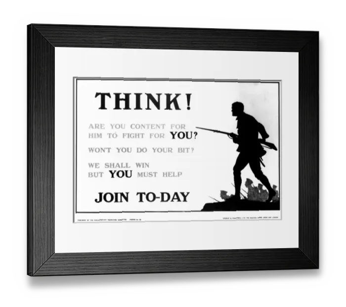Framed Print : WW1 recruitment poster with silhouette Framed Print : WW1 recruitment poster with silhouette