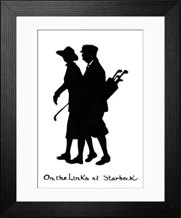 Framed Print : Silhouette of a golfing couple Framed Print : Silhouette of a golfing couple