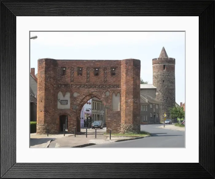 Framed Print : City gate and watch tower, Juterbog, Brandenburg, Germany