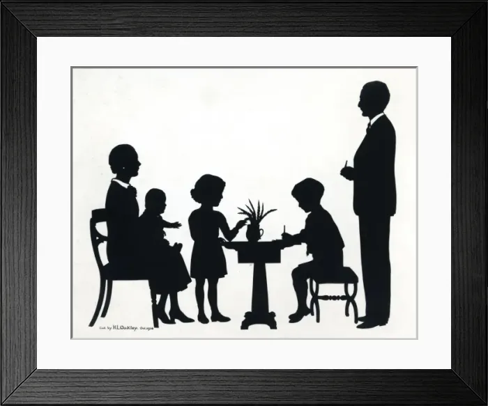 Framed Print : Silhouette of a family scene Framed Print : Silhouette of a family scene