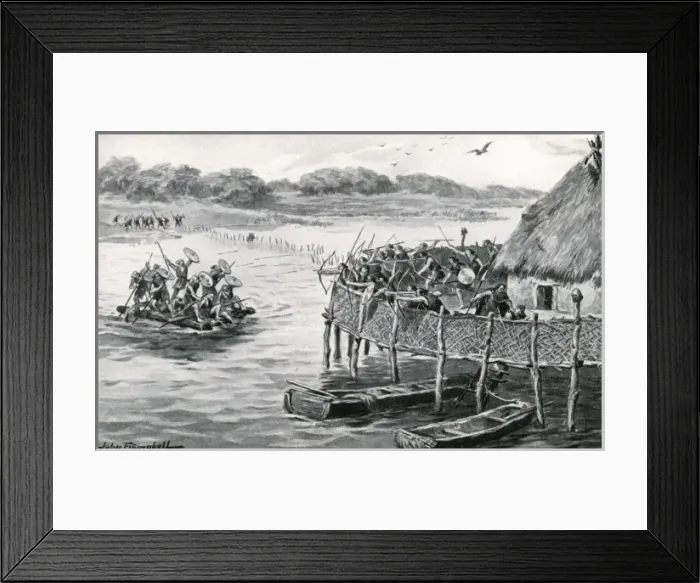 Framed Print : Lake-dwellers attacked Framed Print : Lake-dwellers attacked