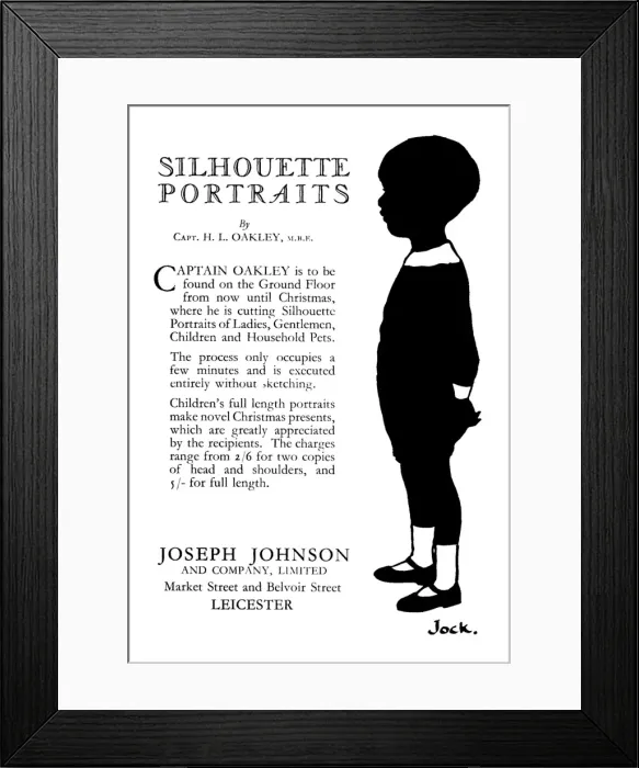 Framed Print : Advertisement for silhouette portraits, Leicester Framed Print : Advertisement for silhouette portraits, Leicester