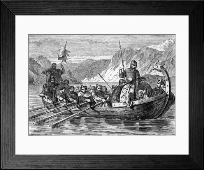 Framed Print : King Edgar is rowed down the Dee Framed Print : King Edgar is rowed down the Dee