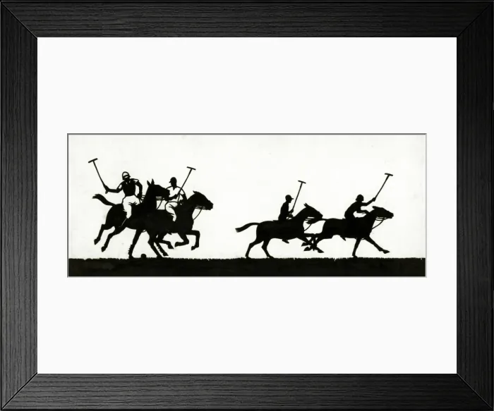 Framed Print : Silhouette of four polo players Framed Print : Silhouette of four polo players
