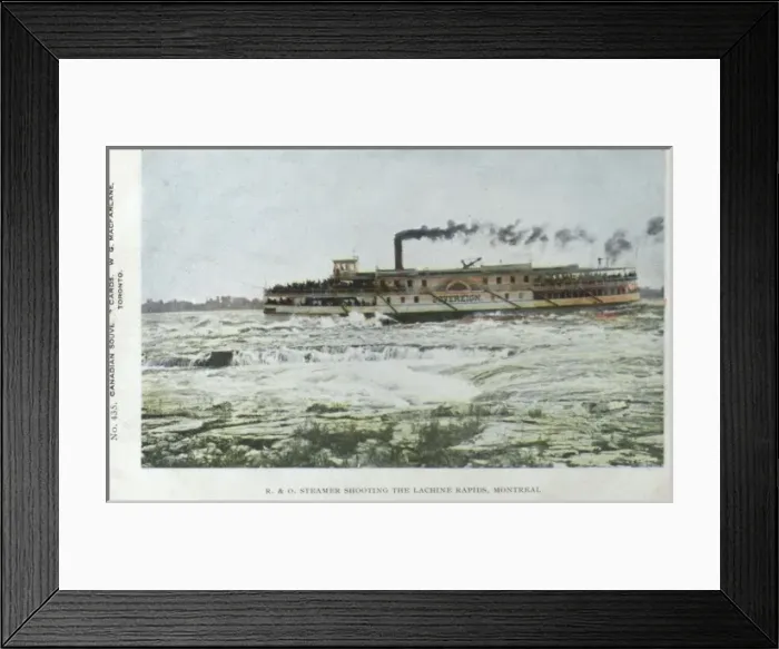 Framed Print : R. & O. Steamer shooting the rapids - Montreal Framed Print : R. & O. Steamer shooting the rapids - Montreal