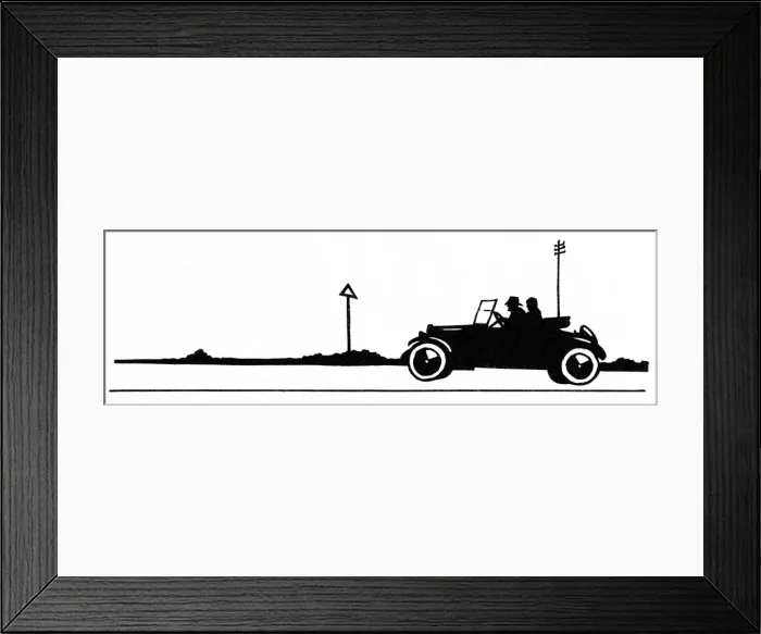 Framed Print : Silhouette, couple in an open-topped car Framed Print : Silhouette, couple in an open-topped car