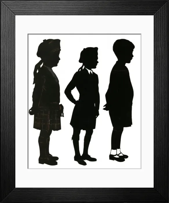 Framed Print : Silhouettes of three children Framed Print : Silhouettes of three children