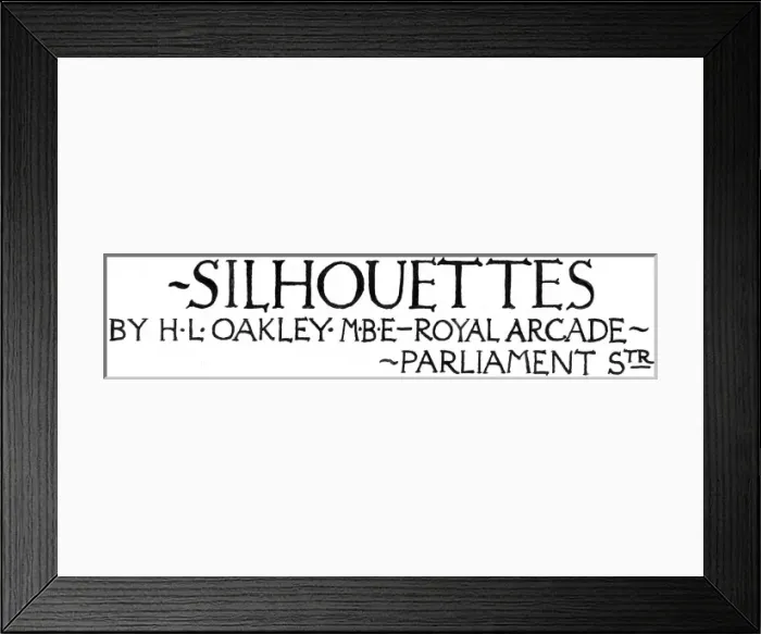 Framed Print : Advertisement for H. L. Oakley silhouettes Framed Print : Advertisement for H. L. Oakley silhouettes