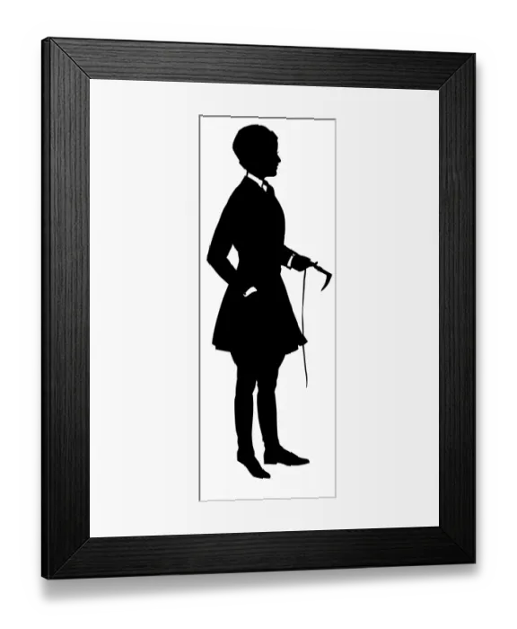 Framed Print : Silhouette of a woman in riding gear Framed Print : Silhouette of a woman in riding gear