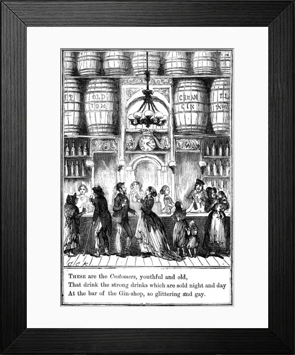 Framed Print : Customers from The Gin-Shop by Cruikshank Framed Print : Customers from The Gin-Shop by Cruikshank