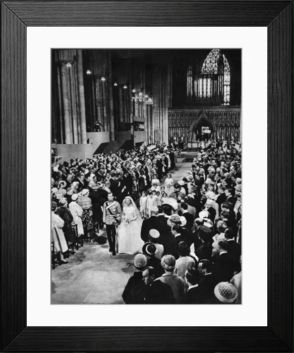 Framed Print : Royal Wedding 1961 - the newly married Duke and Duchess of K Framed Print : Royal Wedding 1961 - the newly married Duke and Duchess of K
