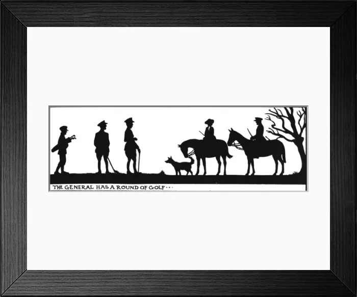 Framed Print : People on a golf course, with horses and a dog Framed Print : People on a golf course, with horses and a dog