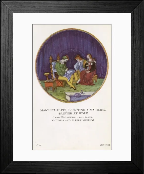 Framed Print : Maiolica Plate - A Maiolica painter at work Framed Print : Maiolica Plate - A Maiolica painter at work