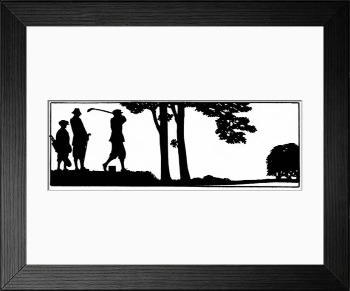 Framed Print : Silhouette of a golfing scene Framed Print : Silhouette of a golfing scene
