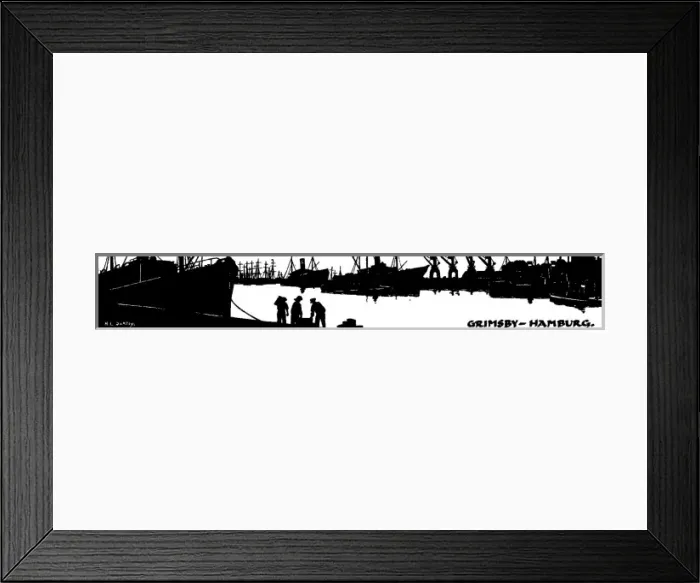 Framed Print : Silhouette of Grimsby to Hamburg shipping Framed Print : Silhouette of Grimsby to Hamburg shipping