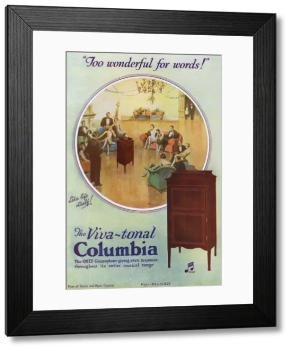 Framed Print : Columbia gramophone advertisement Framed Print : Columbia gramophone advertisement