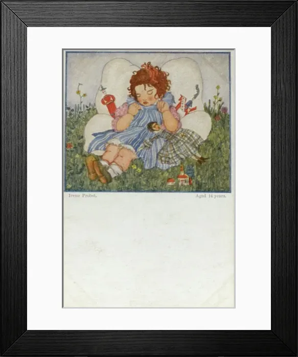 Framed Print : Girl with her toys - asleep Framed Print : Girl with her toys - asleep