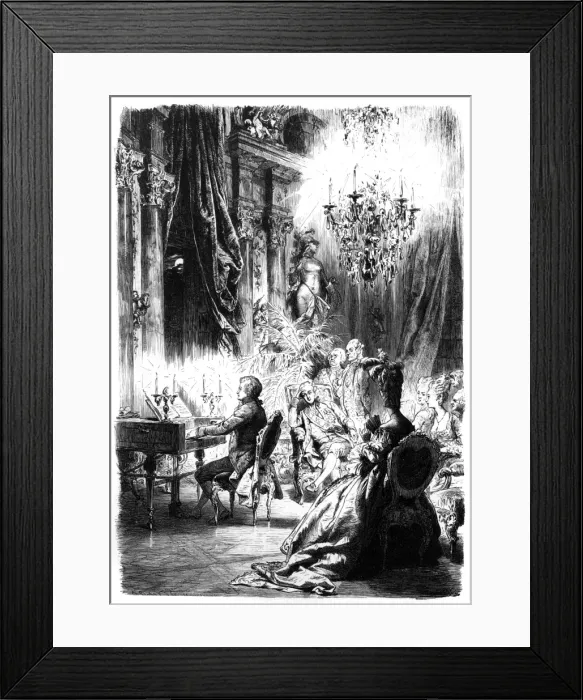 Framed Print : Mozart performs for Kaiser Josef II c. 1780 Framed Print : Mozart performs for Kaiser Josef II c. 1780