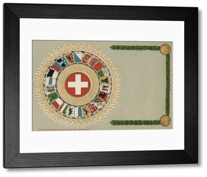 Framed Print : The Swiss Canton Shields Framed Print : The Swiss Canton Shields