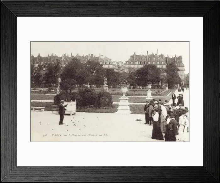 Framed Print : Bird charmer of the Tuileries Gardens Framed Print : Bird charmer of the Tuileries Gardens