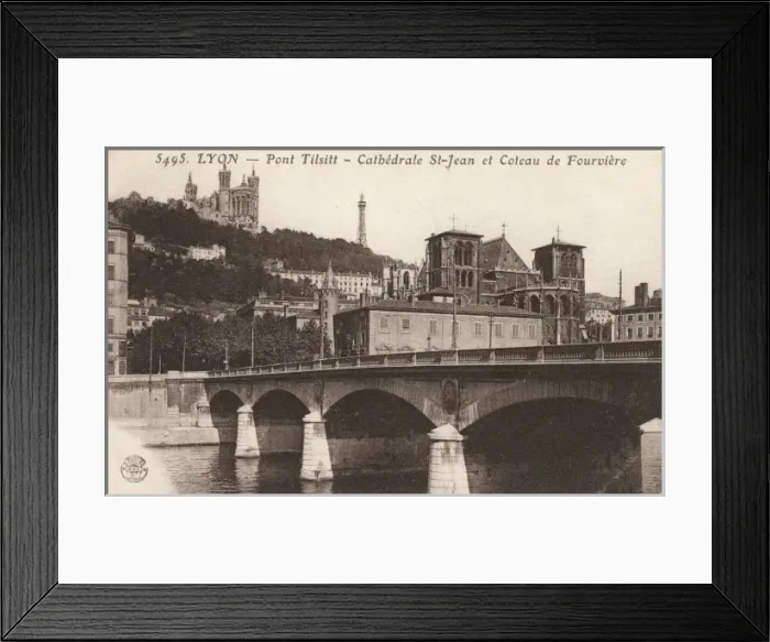 Framed Print : Lyon - Cathedrale St. Jean and Coteau de Fourviere