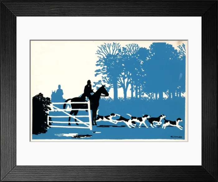 Framed Print : Silhouette of fox hunting scene Framed Print : Silhouette of fox hunting scene