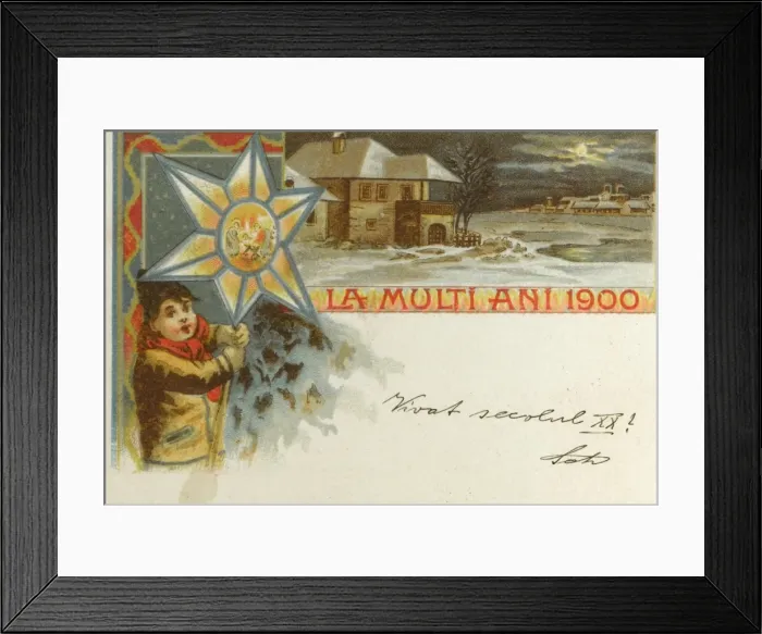 Framed Print : New Years Card - 1900 - Romania Framed Print : New Years Card - 1900 - Romania