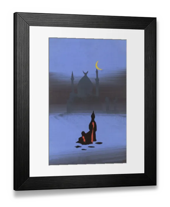 Framed Print : Eastern scene - Egyptian Mosque in moonlight Framed Print : Eastern scene - Egyptian Mosque in moonlight