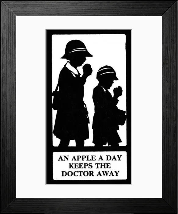 Framed Print : Silhouette, An Apple a Day Keeps the Doctor Away Framed Print : Silhouette, An Apple a Day Keeps the Doctor Away