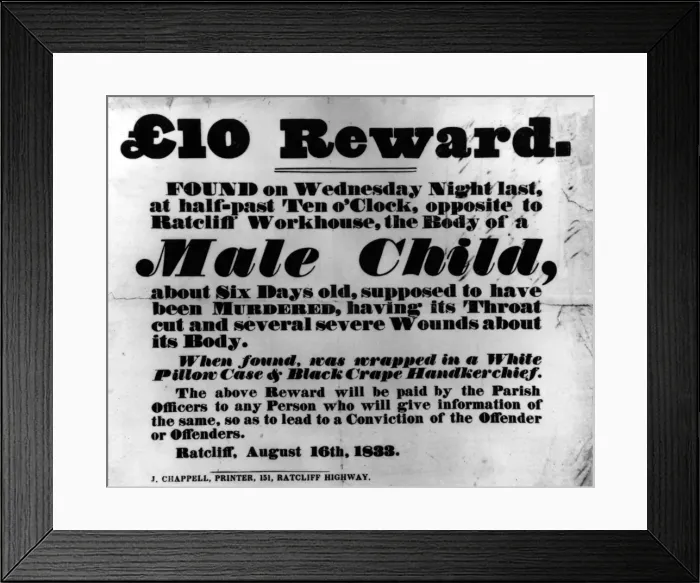 Framed Print : Male Child found dead -- reward poster Framed Print : Male Child found dead -- reward poster