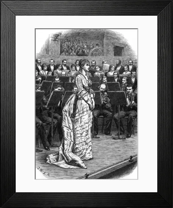Framed Print : Singer and orchestra, 1871 Framed Print : Singer and orchestra, 1871