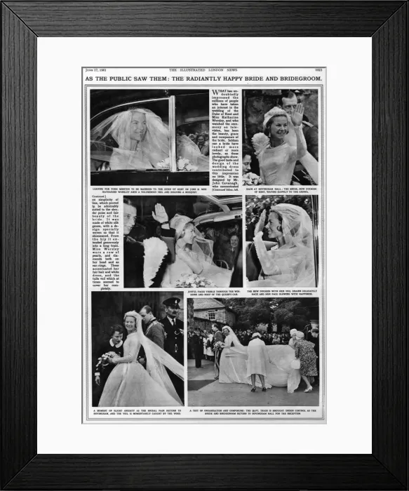Framed Print : Royal Wedding 1961 - Duchess of Kent in her dress Framed Print : Royal Wedding 1961 - Duchess of Kent in her dress
