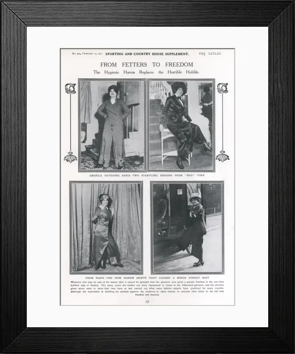 Framed Print : Harem trousers replace the hobble skirt Framed Print : Harem trousers replace the hobble skirt