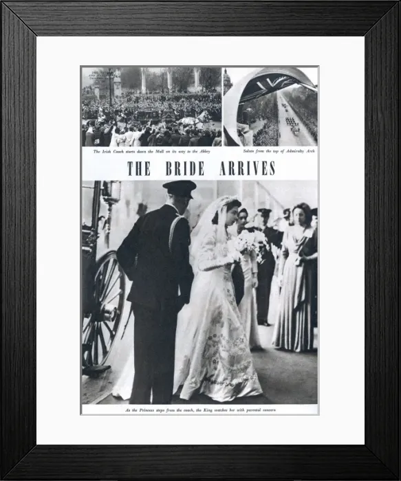 Framed Print : Royal Wedding 1947 - the bride arrives Framed Print : Royal Wedding 1947 - the bride arrives