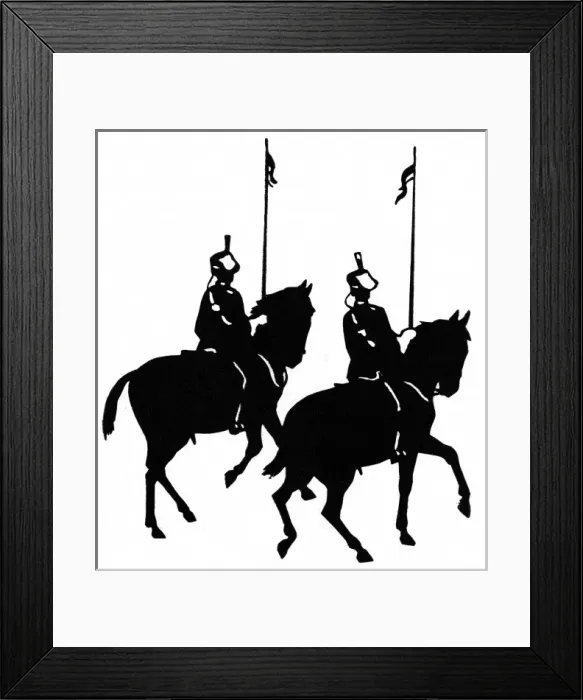 Framed Print : Silhouette of cavalrymen on horseback Framed Print : Silhouette of cavalrymen on horseback
