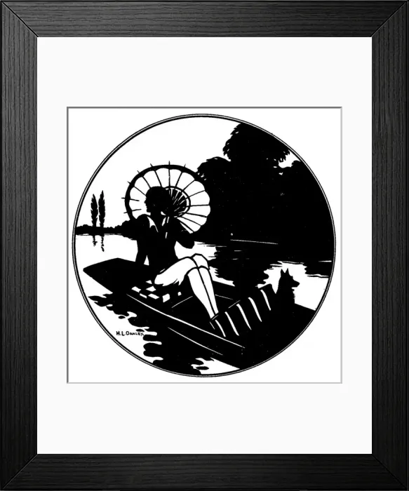 Framed Print : Silhouette of a woman with a parasol Framed Print : Silhouette of a woman with a parasol