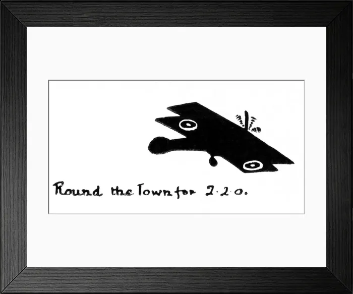 Framed Print : Silhouette of a biplane Framed Print : Silhouette of a biplane
