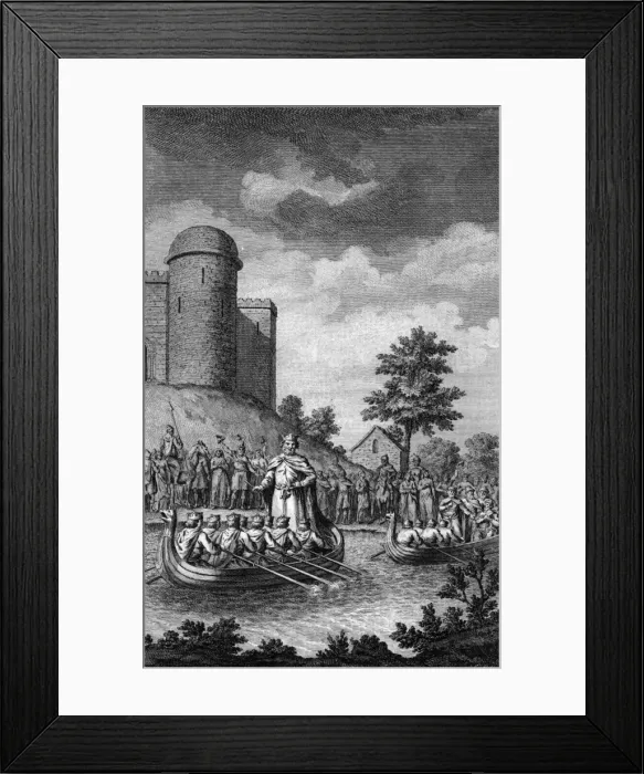Framed Print : King Edgar is rowed down the Dee Framed Print : King Edgar is rowed down the Dee