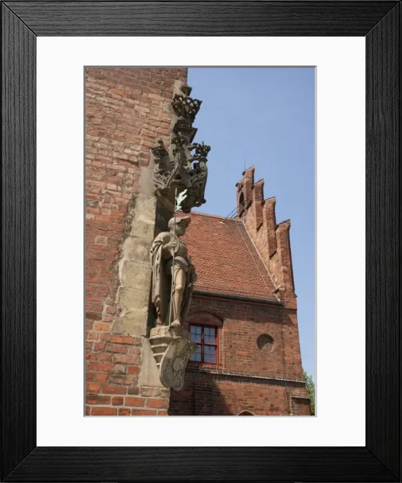 Framed Print : Sculpture on town hall, Juterbog, Brandenburg, Germany Framed Print : Sculpture on town hall, Juterbog, Brandenburg, Germany