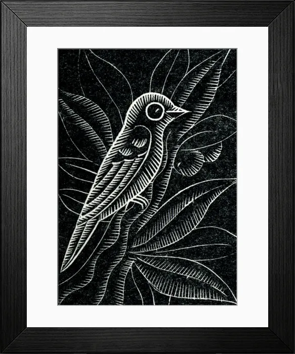 Framed Print : A bird perches on a branch Framed Print : A bird perches on a branch