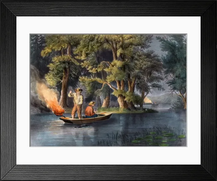 Framed Print : Black Bass Spearing Fishing Framed Print : Black Bass Spearing Fishing