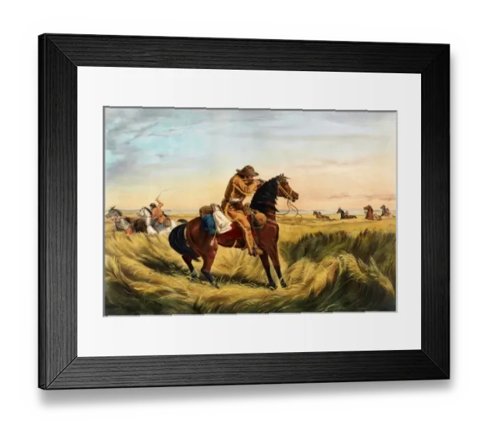 Framed Print : Soldier firing gun at American Indians Framed Print : Soldier firing gun at American Indians