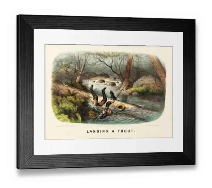 Framed Print : Fisherman landing a Trout Framed Print : Fisherman landing a Trout