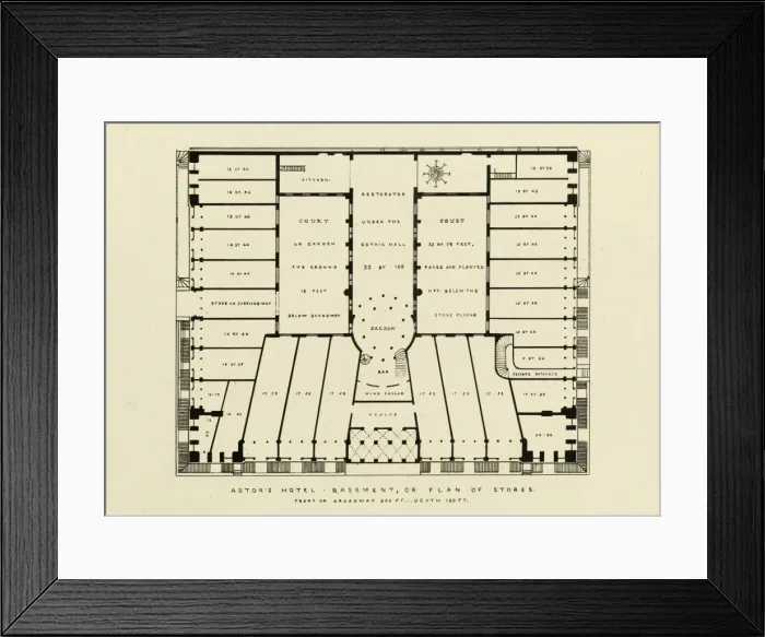 Framed Print : Astors Hotel. Basement, or Plan of Stores Framed Print : Astors Hotel. Basement, or Plan of Stores