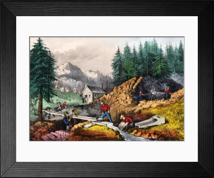 Framed Print : Gold Mining in California Framed Print : Gold Mining in California