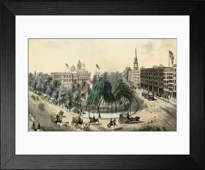 Framed Print : Park, Fountain & City Hall, New York Framed Print : Park, Fountain & City Hall, New York