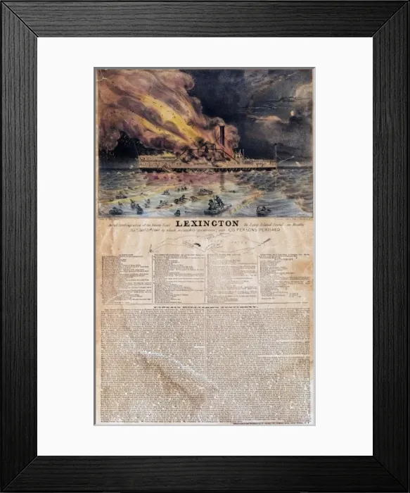 Framed Print : Steam Boat Lexington Fire Framed Print : Steam Boat Lexington Fire